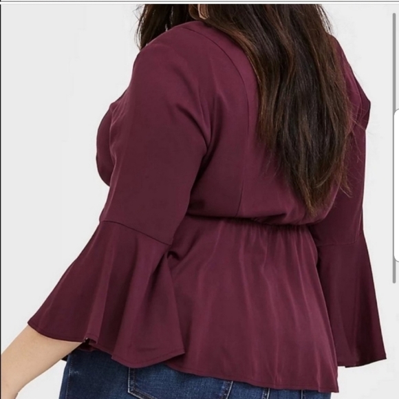 Torrid Maroon Burgundy Hook and Eye Bell Sleeve Top 5 - Picture 2 of 10